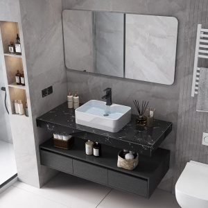Introducing the Latest 2024 Series of Modern Double-Deck Bathroom Cabinets Sintered Stone Bathroom Vanity
