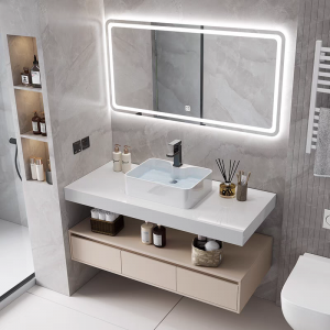 Latest 2024 Series of Modern Double-Deck Bathroom Cabinets Sintered Stone Bathroom Vanity