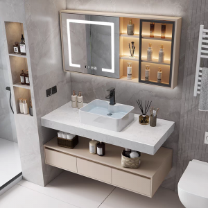ခေတ်မီနှစ်ထပ်ရေချိုးခန်း Cabinets Sintered Stone Bathroom Vanity ၏နောက်ဆုံးပေါ် 2024 စီးရီးကို မိတ်ဆက်ခြင်း။