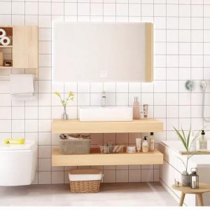 Алуминијумски дрвени намештај, дрвени купатилски намештај, плутајући умиваоник за купатило, алуминијумски ормарић за купатило са штампом на дрвету, алуминијумски умиваоник са дрвеним зрнима