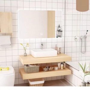 Muebles de madera de aluminio, muebles de baño de madera, tocador de baño flotante, mueble de baño de aluminio con estampado de madera, tocador de aluminio con vetas de madera
