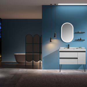 Luxury bath vanity with backlit mirror high quality basin cabinet