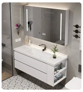 Ідэальны сучасны туалетны стол з люстэркам для ваннай пакоі з ракавінай Лепшы выбар для мэблі для ванных пакояў і шаф для пральні