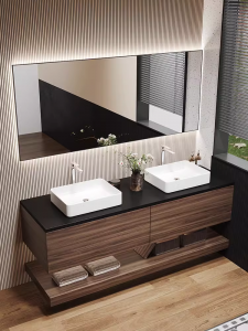 כיור אמבטיה מותאם אישית וארון מודרני עם מראה הבחירה הטובה ביותר עבור ארון אמבטיה עמיד בפני רטיבות וכיור כפול