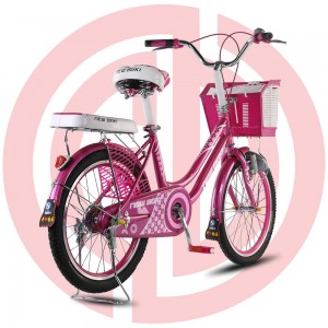 GD-KB-009： Girl’s bright pink bike with basket, kids; bike, girls bike, princess bike, pink bike, cute bike
