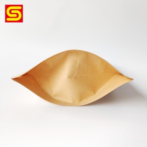 Bottom Gusset Kraft Paper Bag with Ziplock for Snacks Packaging