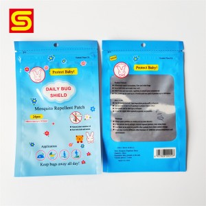 Kantong Plastik Custom pikeun Bungkusan Patch Repellent Repellent- Kantong Segel Tilu Sisi