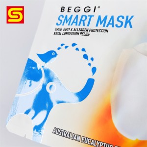 Bolsa de embalaxe laminada de plástico para embalaxe de máscara facial KN95