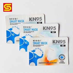 Bolsa de embalagem laminada de plástico para embalagem de máscara facial KN95