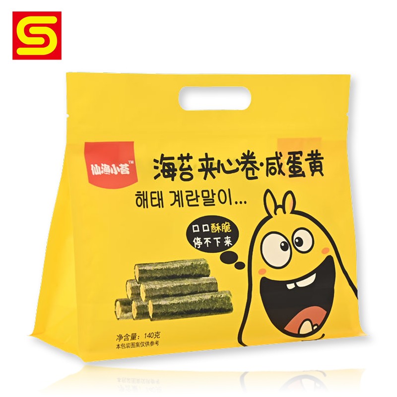 Flat Bottom Pouch For Seaweed Snacks Packaging