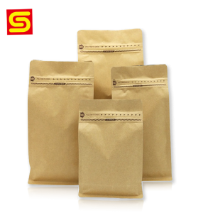 Kraftpapierbeutel mit flachem Boden für Kaffeeverpackungen