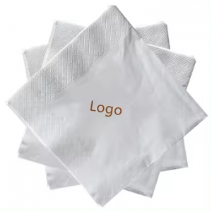 Minimalist Cafe Bar Dinner Napkins Selection of Printed White 3-Ply Virgin Wood Pulp Bag Style