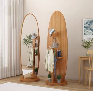 Spinning Manufacturers Wooden Frame MDF Full-length Dressing Wholesale Household Full Body Bedroom Rectangular Shower Hanging Wall Mirror
