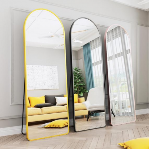 Modern Simple Style Large Rectangular Gold Black Aluminum Alloy Framed Bedroom Full Body Dressing Mirror With Stand