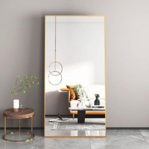Factory Wholesale Rectangular Black Gold Silver Aluminum Alloy Framed Full Length Large Size Floor Mirror For Bedroom