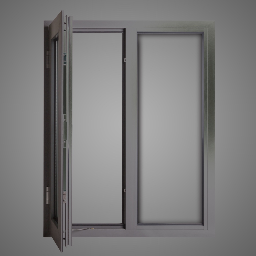 Ventana abatible de corte térmico de aluminio con pantalla (AL90)