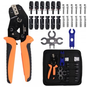 Solar Crimper Tool Kit 6 Pairs Connectors, Spanner Wrench for Solar Panel Cable Assembly and Installation