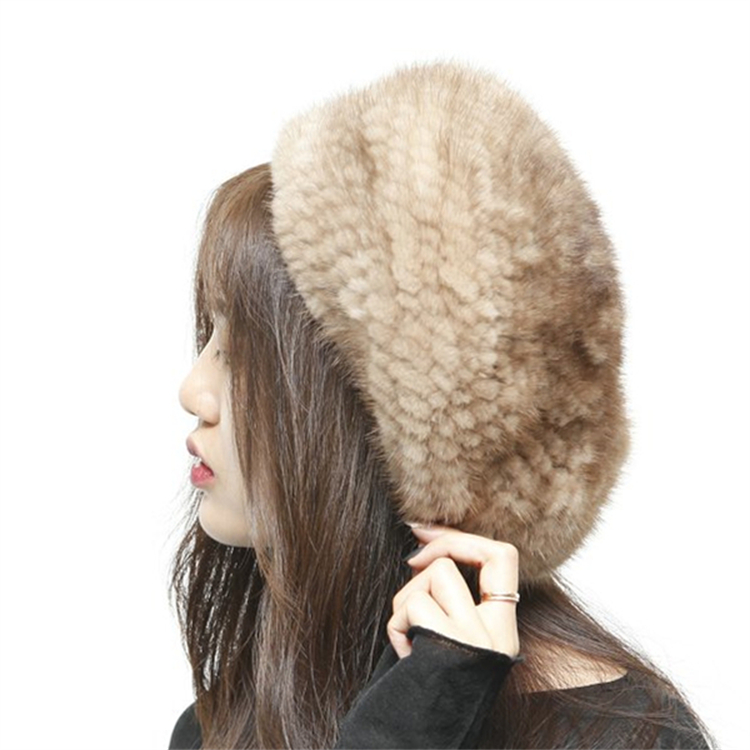 HHC168 KNITTED STRETCHY MINK HAT