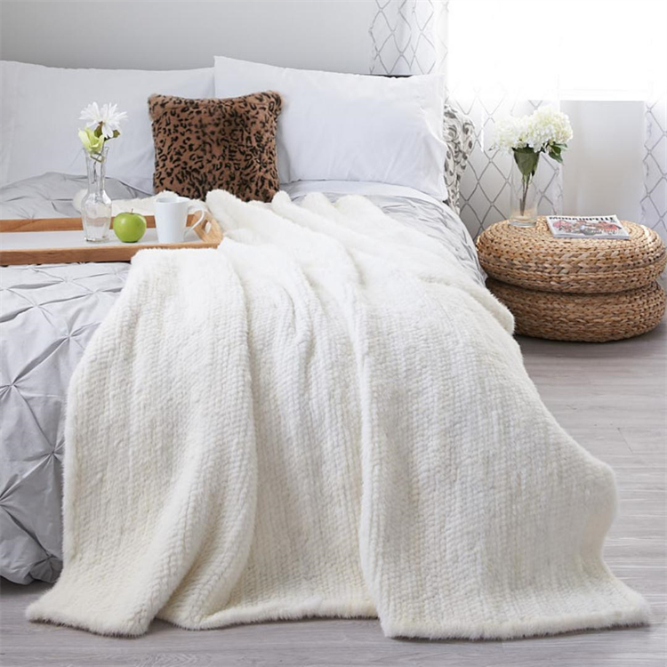 HY5146 KNITTED REX RABBIT THROW