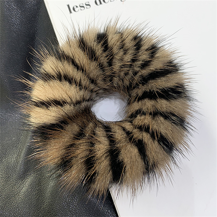 KR129  Mink Fur Hair Rope Scrunchie