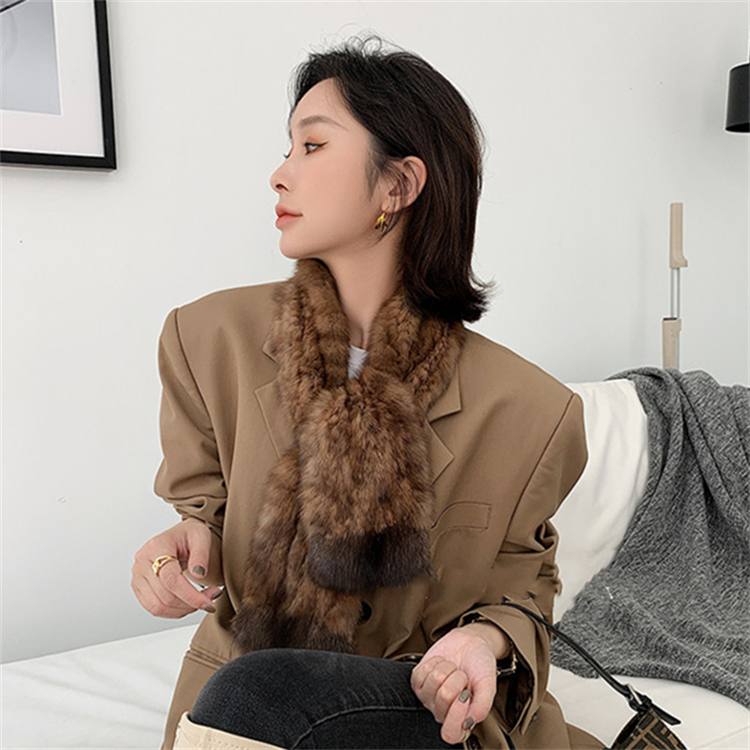 HS3122 KNIT SABLE SCARF