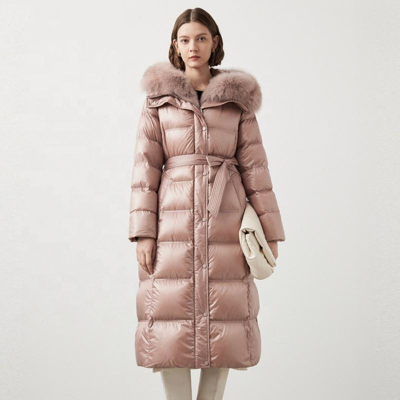 HG7643 hooded cotton Padded COAT with fox trim -113CM