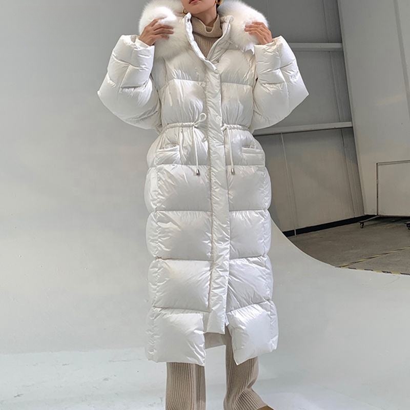 HG7645 hooded cotton Padded COAT with fox trim -119CM
