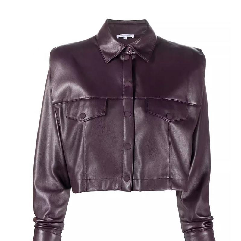 HG7655 PU Leather jacket with irregular sleeves -45CM