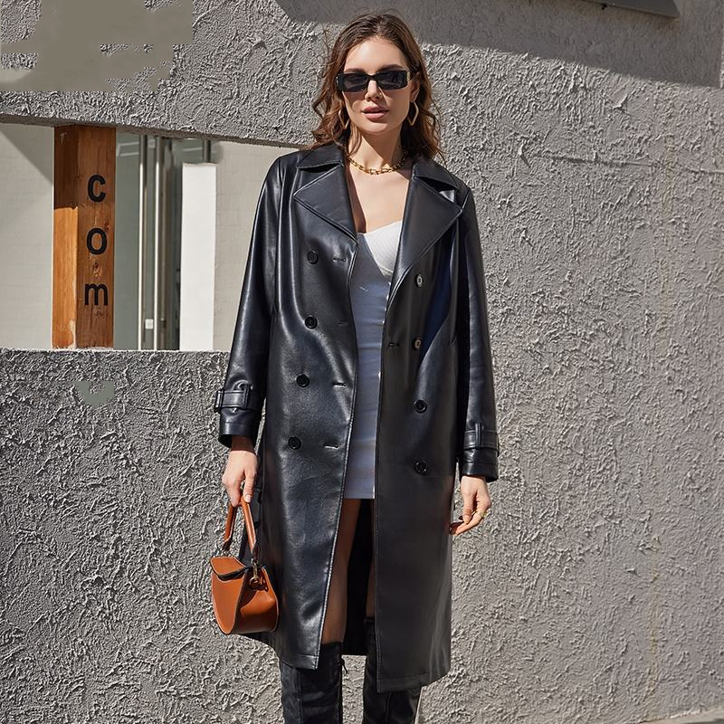 HG7656 PU Long leather coat -108CM