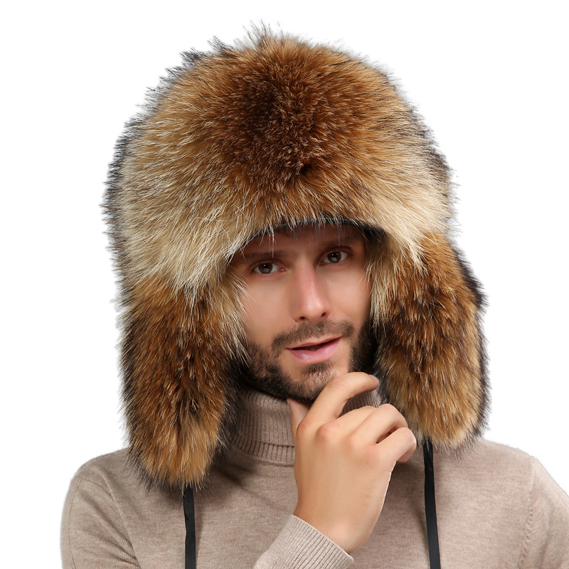 HT1235 UNISEX FUR TRAPPER HAT WITH LEATHER TRIM