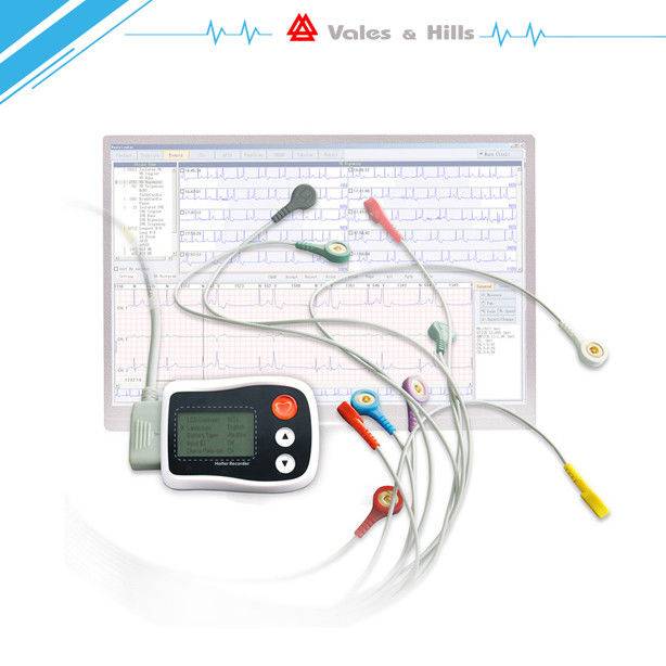 White Automatic Ecg Holter Monitor Software‎ With Lcd Display Battery Power