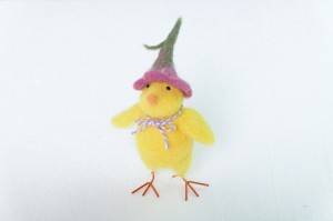 Cute Easter felt chick with flower ornament