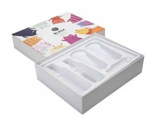 Custom Lid And Base Rigid Cardboard Printing Pink Cosmetic Packaging Box with Plastic Tray