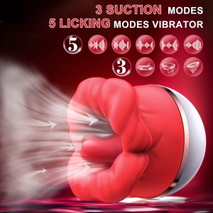 Tongue Licking Suction Vibrator with 5 Modes of Licking and 3 Modes of Suction for Clitoral and Nipple Stimulation