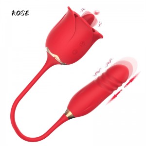 Domlust Rose Licking, Thrusting and Vibrating Massager. Wine Red【DL-ROSE-223c】