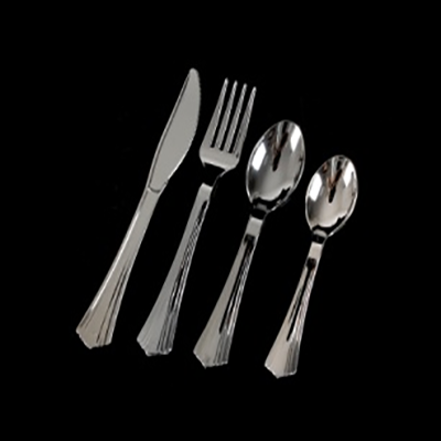 Renewable Design for Mini Dessert Spoons Disposable - Disposable Plastic Silver Cutlery for Dinner  – HANTRONIC