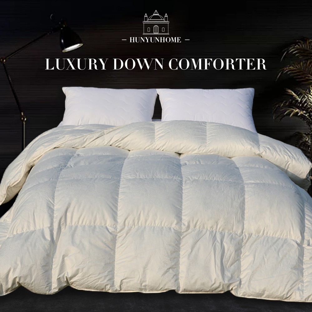 Jacquard Fabric Designs HIGH-QUALITY White Down Comforter