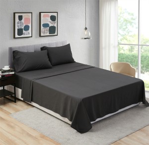Custom Discount Cool Bed Sheets Supplier –  100% Washed Cotton 4 Piece Bed Sheets Ultra Soft Breathable Bedding Set  – HANYUN