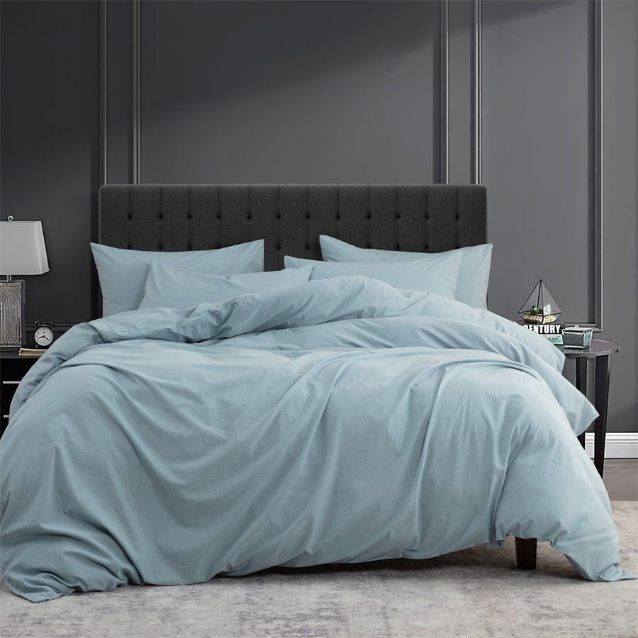Custom Discount Fluffiest Duvet Insert Manufacturers –  Duvet Cover Set 100% Washed Cotton 3 Piece Bedding Set – HANYUN