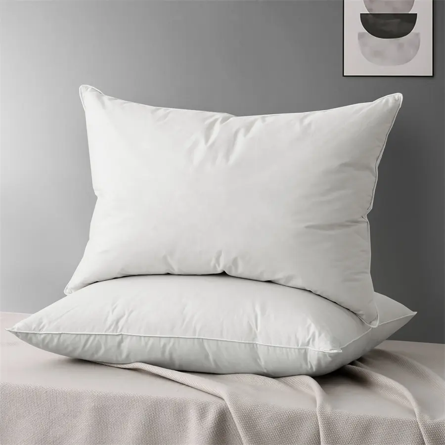 30% Grey Goose Down Feather Pillow Inserts -suitable for Side and Back Sleeper-100% Organic Cotton Cover Bed Pillows