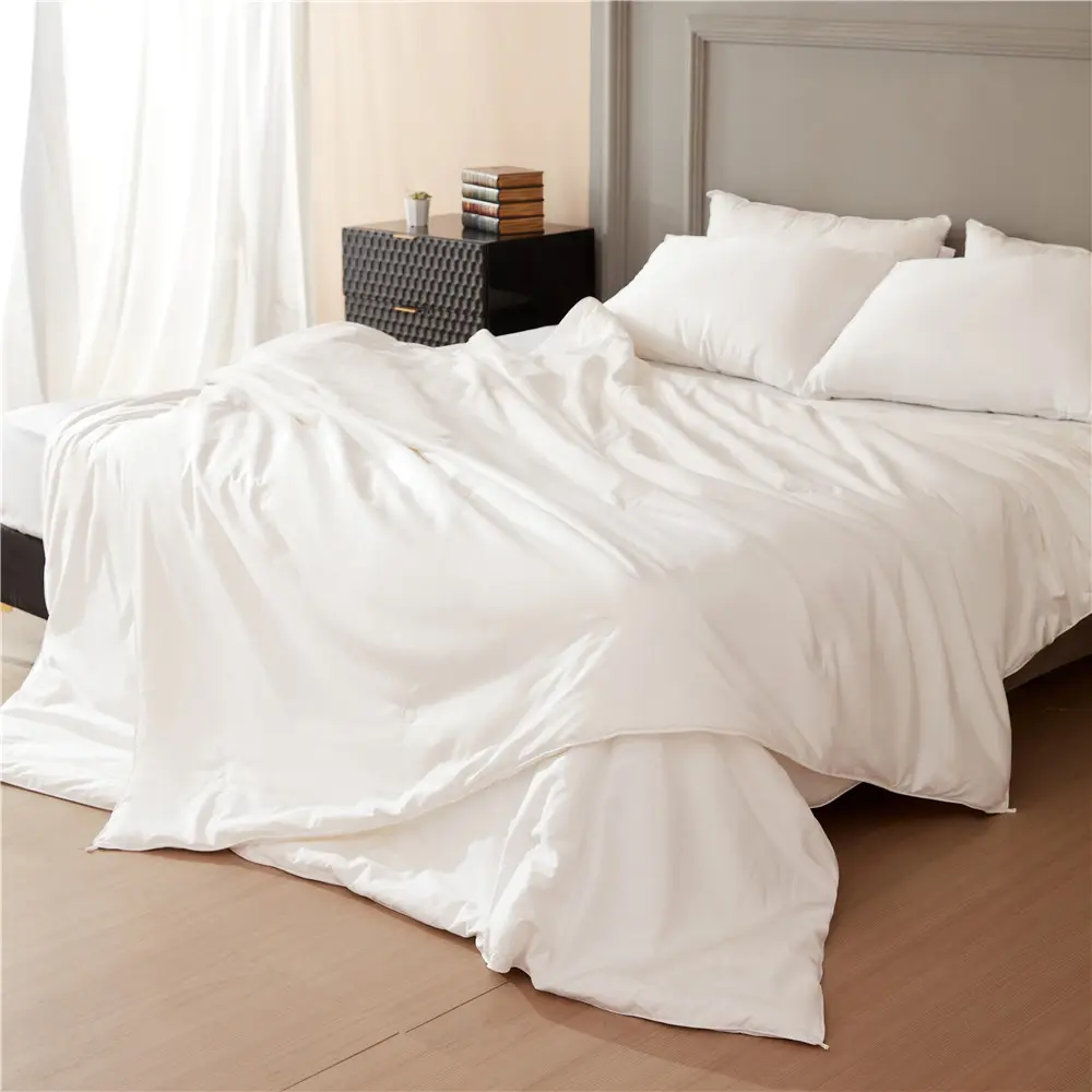 All Season Silk Comforter with Silk Shell 100% Mulberry Silk Duvet for Spring Summer Fall & Winter, King.