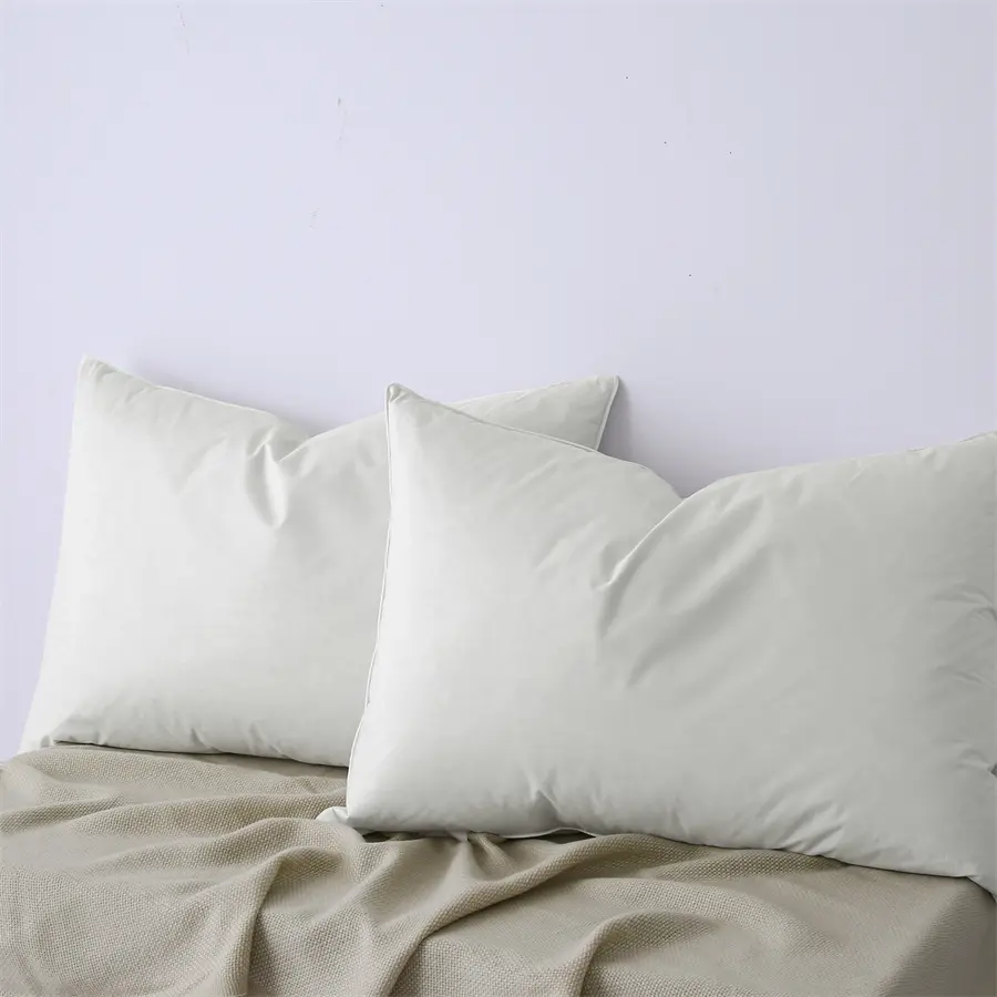 5% Grey Duck Down Feather Pillow Inserts -suitable for Side and Back Sleeper-100% Organic Cotton Cover Bed Pillows