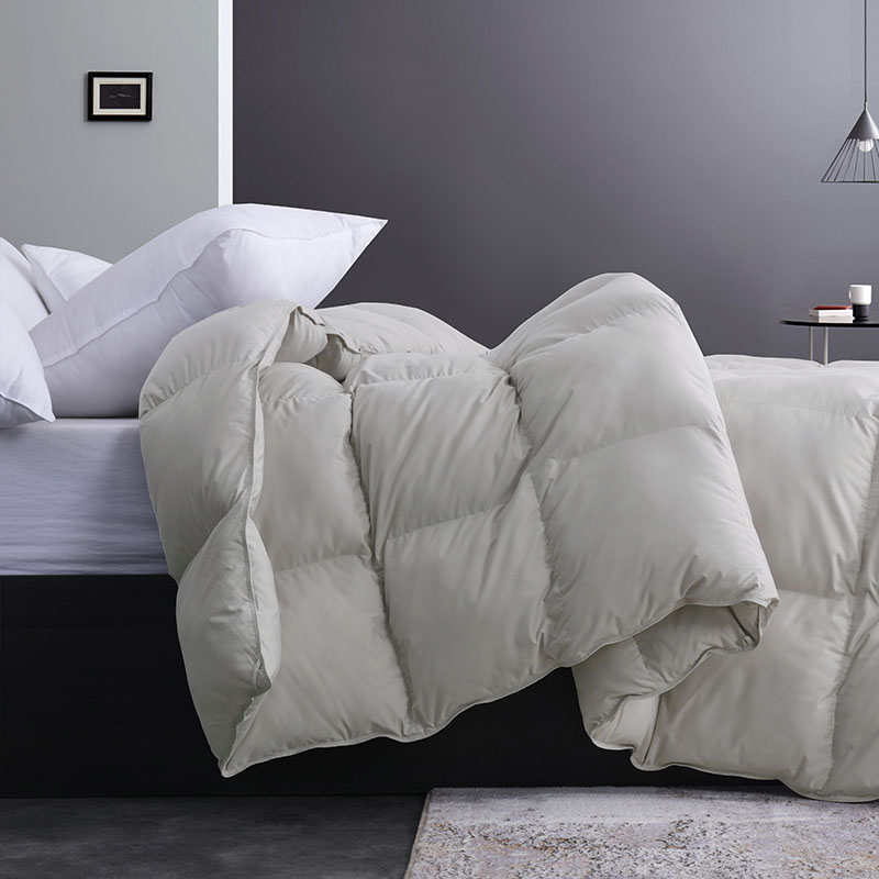 Goose Down Comforter All Season-Ultra Soft and Comfortable Duvet Insert with 100% Cotton Cover Grey