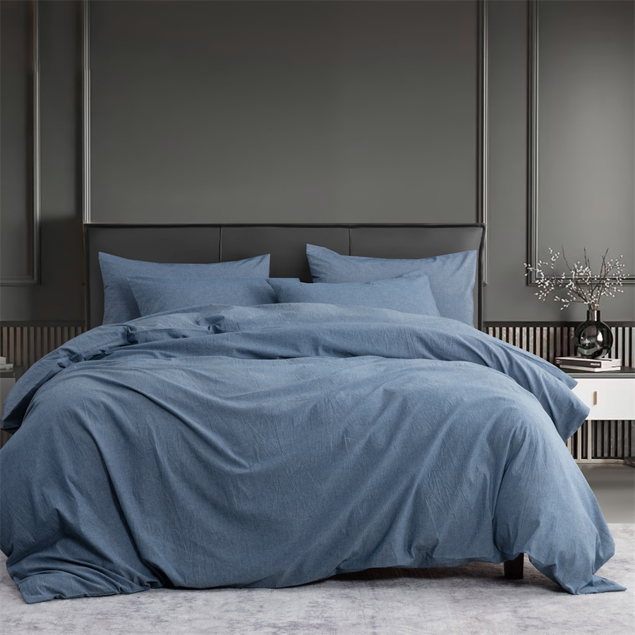 Custom Discount Cooling Duvet Cover Factory –  Duvet Cover Set 100% Washed Cotton 3 Piece Bedding Set – HANYUN