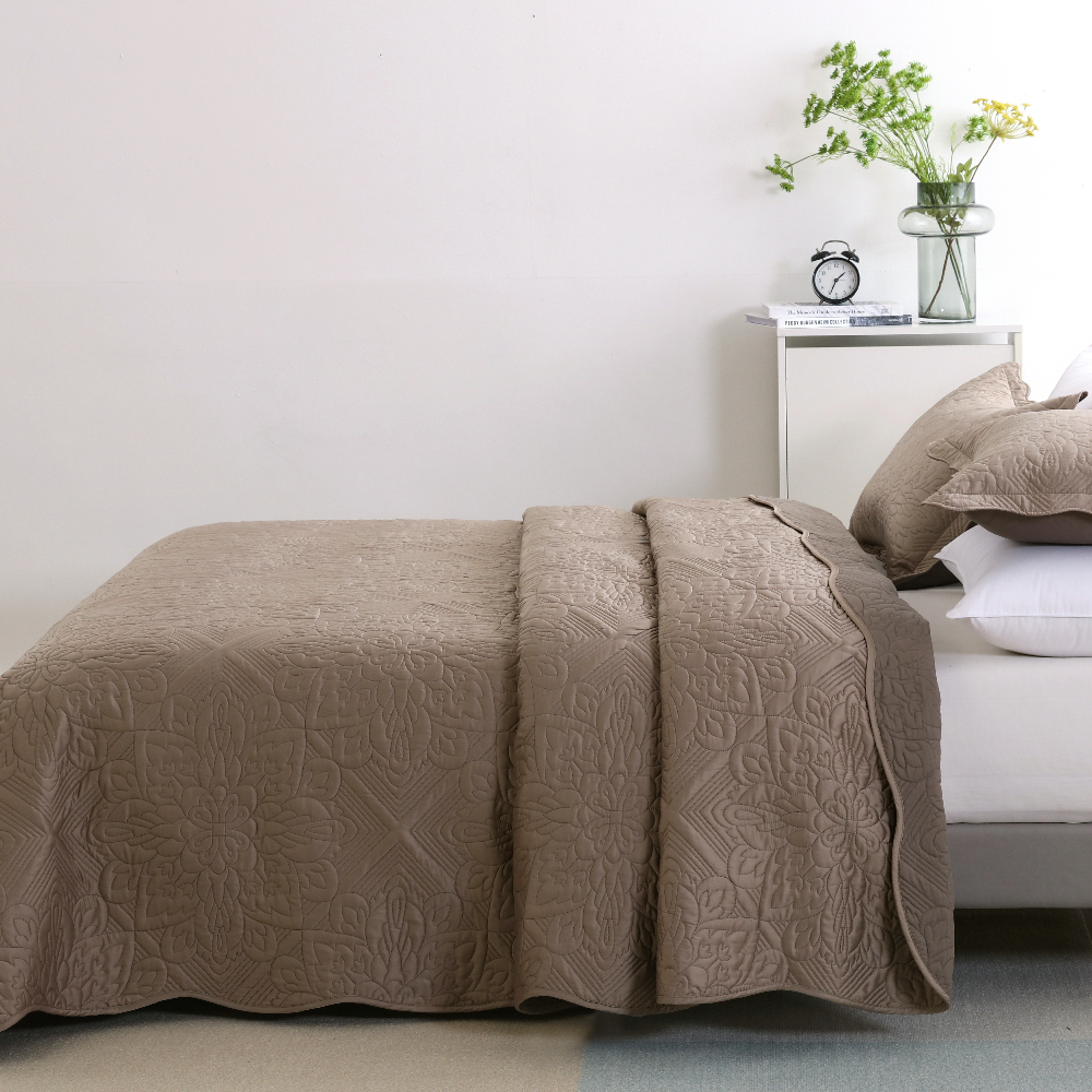Custom Discount White Bedding Set Suppliers –  All Season Quilt Set 3 Piece Bedspread Coverlet Set Emerald Khaki – HANYUN