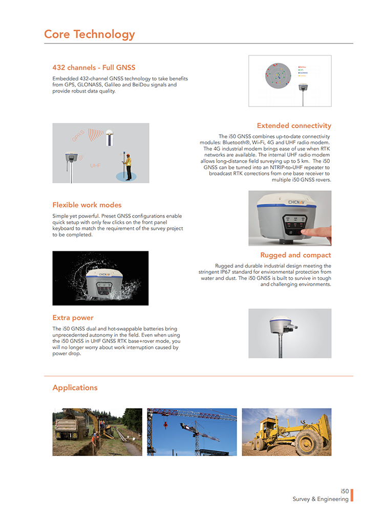 Land Surveying RTK GNSS Receiver CHC i50 Survey Equipment (4)
