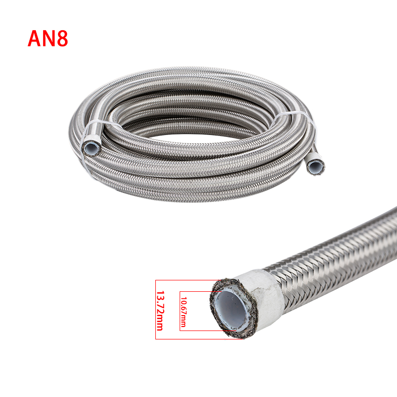 Stainless Steel Braided 8AN PTFE Hose AN8 Fuel Pipe Roll PTFE Tube for Auto Racing