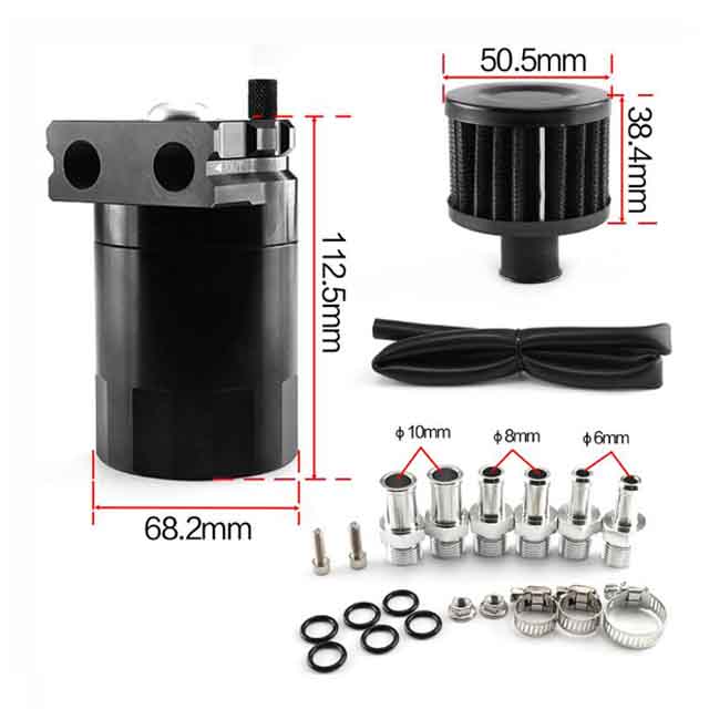 Car Auto Cylinder Diesel Reserve Oil Can Universal Aluminum 300ml 375ml Racing Oil Catch Can With Air Filter