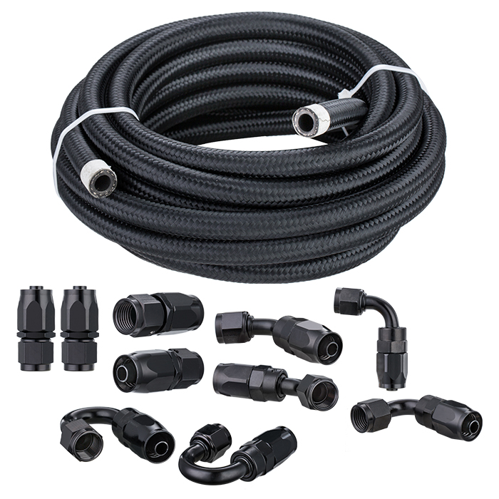 Hao Fa Nylon Braided Rubber Hose kit 10 AN Transmission fuel hose fitting adapter Oil Pipe