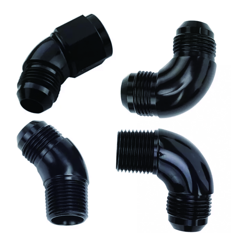 Black Aluminum full follow -10 AN male to AN 10 female swivel one pices high flow fittings 45 degree 90 degree an8 a10